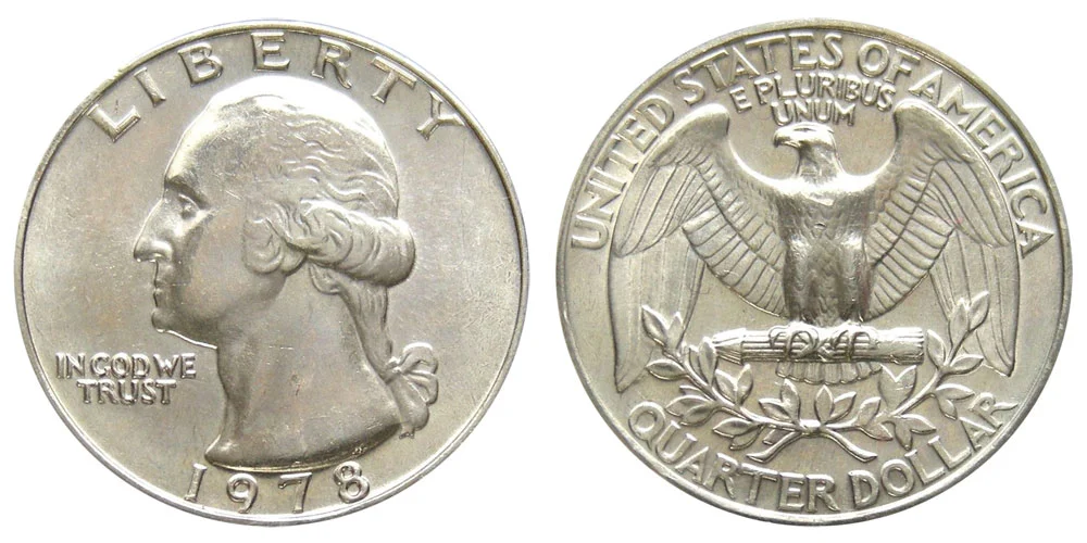 1978 Washington Quarter obverse and reverse showing Philadelphia no-mint-mark example in uncirculated condition